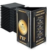 FLKQC Leatherette Table Tents Triangle Menu Holders 5"x 7", 30 Pack 3-Side Picture Frames with An...