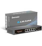Davuaz 2.5G Unmanaged Ethernet Switch with 5 x 2.5G Base-T Ports and 2 x 10G SFP Uplink Port, Com...