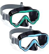 Vvinca Swim-Goggles with Nose Cover, 2 Packs Elastic Fabric Strap Snorkel Diving Mask Anti Fog UV...