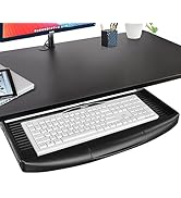 Round Under Desk Keyboard Tray, 21.5"Wx10.6"D Sturdy Key Board Tray Under Desk Slide, Desk Extend...