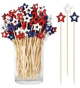 [100 Pcs] 4th of July Cocktail Picks, Red White Blue Star Toothpicks for Appetizers Food Drinks, ...