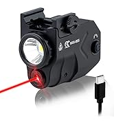 MCCC Compact Tactical Flashlight Rechargeable USB C,Red Laser Light Combo for Pistol,Airsoft Gun ...