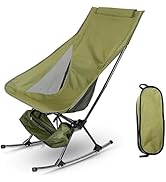 Folding Rocking Camping Chair, Outdoor Portable Rocker with High Back &amp; Carrying Bag, Breathable ...