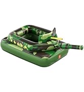 QPAU Inflatable Tank Pool Float for Adults &amp; Kids – Ride-On Camouflage Floaty with Water Cannon, ...