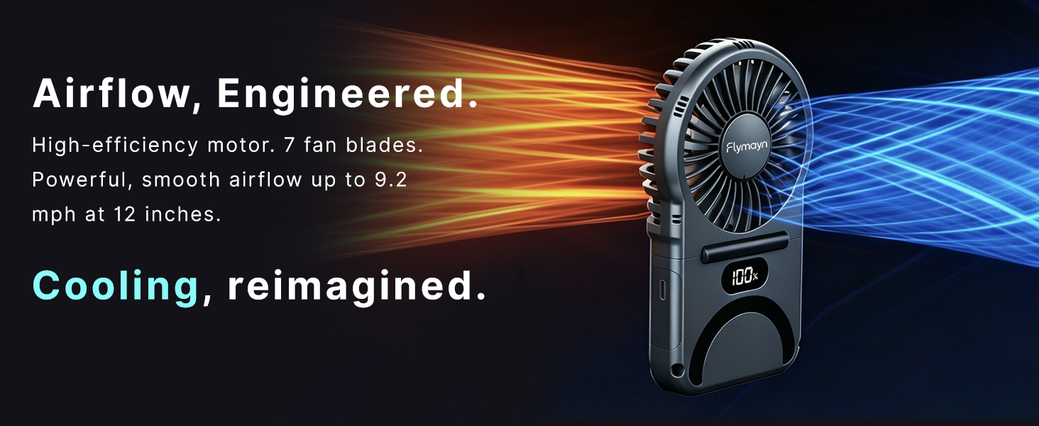 7-blade magnetic foldable and portable fan produces strong steady airflow for outdoor cooling