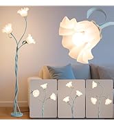 Vintage Flower Floor Lamp,? LED Tall Standing Lamp for Living Room 3 Color Modes Flexible Goosene...
