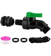 Plastic Rain Barrel Spigot Kit - High Flow Water Barrel Faucet with Bulkhead Fitting, 1/2" NPT to...