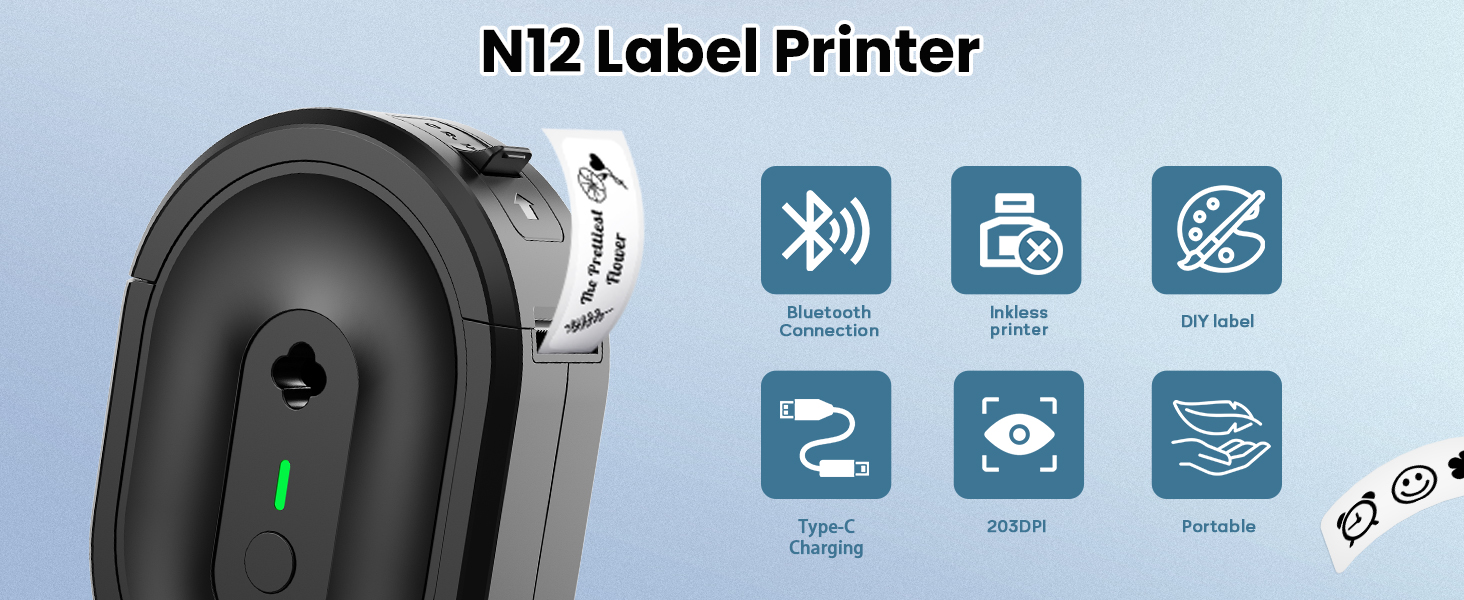 N12 label printer black