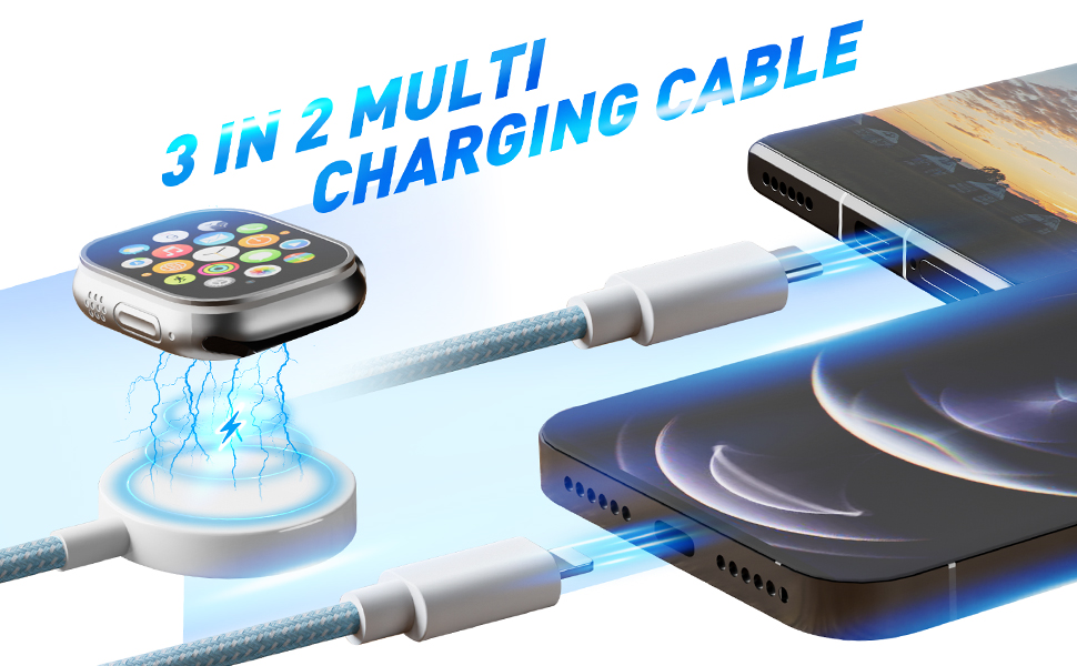 USB C Watch Charger 3in2 Cable,Compatible with Apple Watch Ultra SE1/2Series 1-8for iPhone 15/14