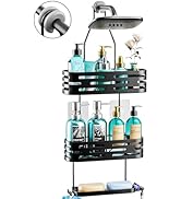 Consumest Hanging Shower Caddy over Shower Head Organizer with Anti-slip Rubber, Rustproof Shower...