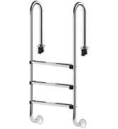 Swimming Pool Ladder,3-Steps In-ground Stainless Steel Pool Ladder for Indoor/Outdoor Swimming Po...