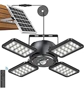 Solar Pendant Light Outdoor Indoor Solar Powered Motion Sensor Shed Light,144LED 1200LM Daytime W...