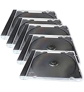 Zosgrew 5 PCS Car Standard Single Clear CD Jewel Case, DVD Storage Case with Assembled Black Tray...