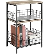 X-cosrack End Table,Industrial Retro Side Table Nightstand Storage Shelf for Living Room Bedroom ...