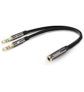 Kingtop Headset Splitter Cable 3.5mm Female to 2 Male for PC Computer and Old Version Laptop