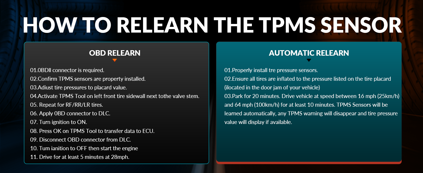 HOW TO RELEARN THETPMS SENSOR