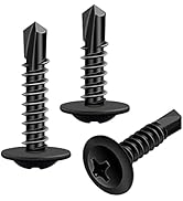 weideer 100pcs #8 Self Drilling Screws Self Tapping Tek Screws Assortment Kit Black Oxide Truss H...
