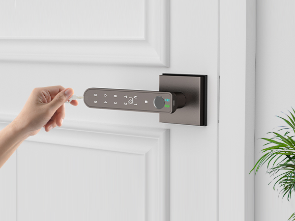 Smart lock for bedroom door grey
