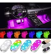 4Pcs Car LED Lights Interior Wireless, 7 Colors Interior Car Lights with 6 Bright LED Lamp Beads,...