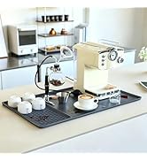 Caketime 2 In 1 Silicone Coffee Bar Mat Accessories Detachable Dish Drying Rug Rack Stone for Kit...