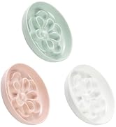 Melamine Cat Slow Feeder Bowl Set - Floral Maze Food Dishes for Cats and Small Dogs - Shallow Wid...