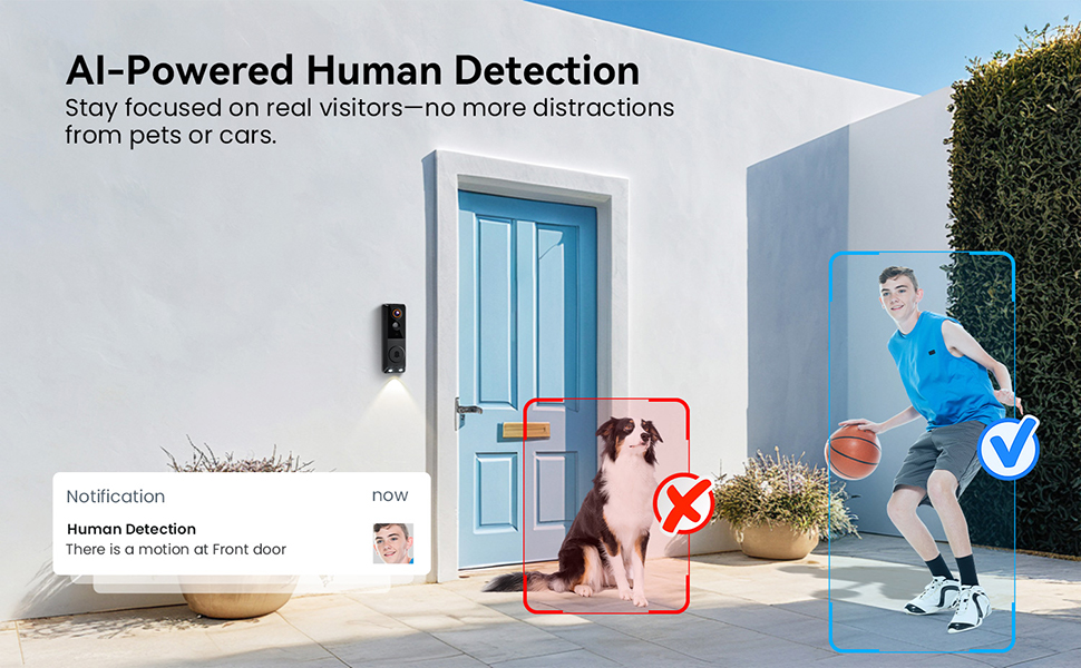 wireless doorbell camera AI human detection