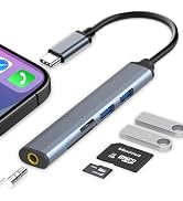 USB C Hub, 5 in 1 Aluminum USB C to USB A OTG USB C Docking Station with 2 USB A Ports, 3.5mm Hea...