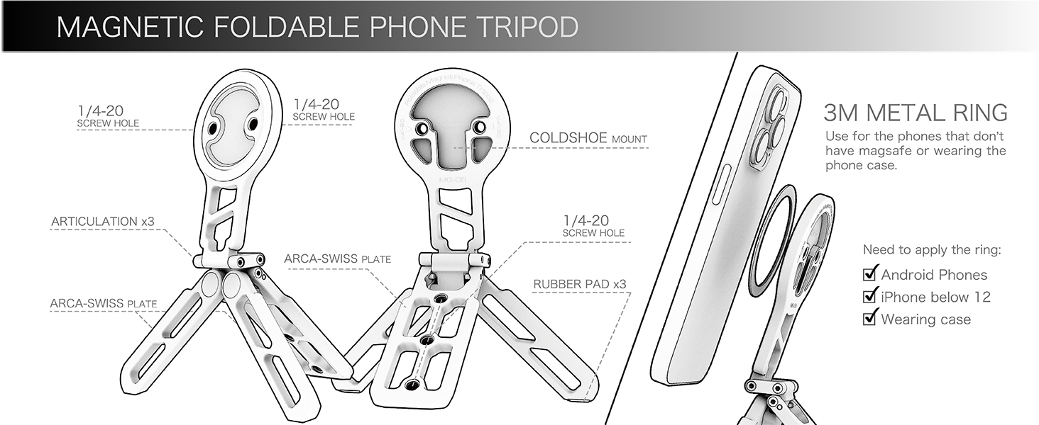 Magnetic Foldable Phone Tripod