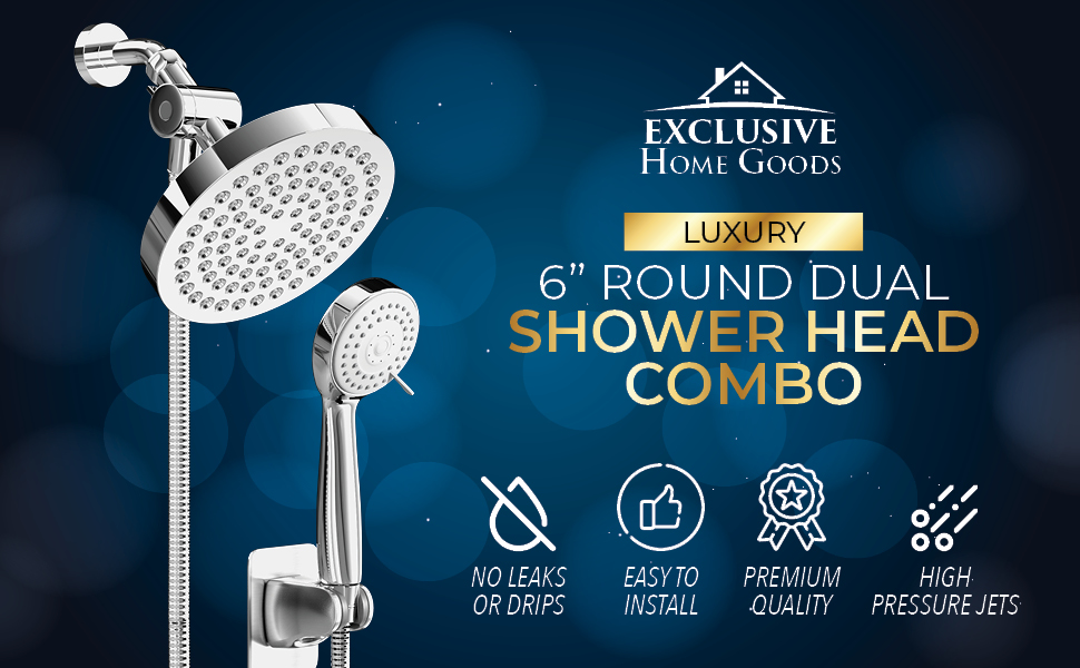 Dual combo handheld high pressure high flow rainfall shower showerhead head pressure