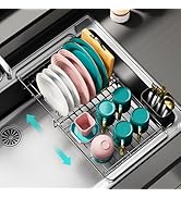 Urackify Expandable in Sink Dish Drying Rack - Adjustable Dish Rack in Sink, Rustproof Dish Drain...