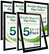 VAIIGO 8.5" x 11" Acrylic Magnetic Sign Holder Wall Mount, Self Adhesive Magnetic Display Frame w...