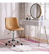 OFIKA Mid Back PU Leather Task Chair,Home Office Desk Chairs with Wheels, Leather Swivel Office C...