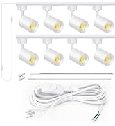 VANoopee with 10FT Plug Cord - 8-Light LED Track Lighting Kit with 6.6FT H Type Track Rails, Dimm...
