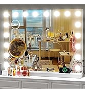 Gvnkvn 32" x 24" Vanity Mirror with Makeup Lights, Large Hollywood Light up Mirrors w/ 18 LED Bul...