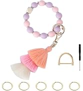 EAQIOIL Silicone Bead Keychain Bracelet Keychain Wristlet for Women With D-ring Wristlet Keychain...