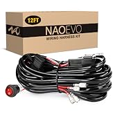 NAOEVO 12FT LED Light Bar Wiring Harness Kit 16AWG 2 Leads 12V On Off Waterproof Switch