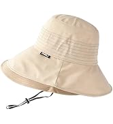 Wide-Brim Bucket Hats Women Wired-Edge Summer Packable Beach Hat UV-Protection Sun Hat with Adjus...