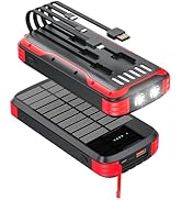 MINRISE Solar-Power-Bank-Charger, 40000mAh Portable Phone Charger Built in 4 Cables with USB C in...