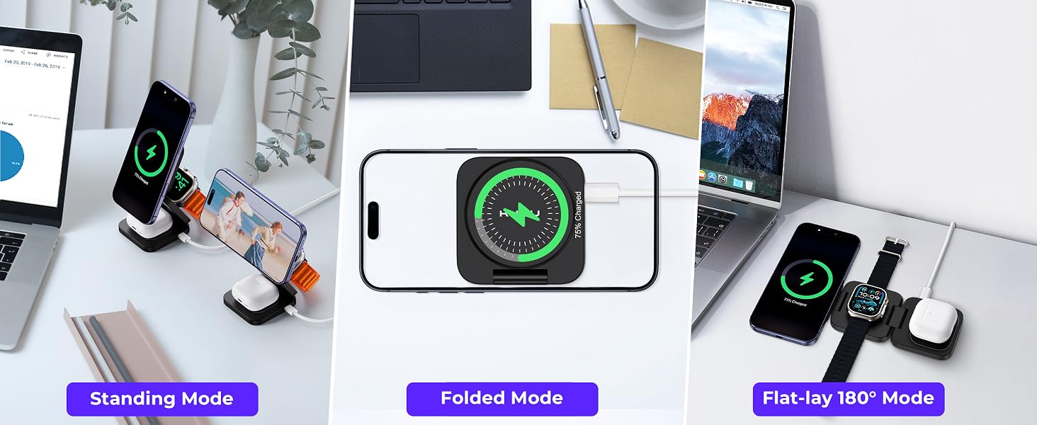 3 in 1 wireless charging station for iphone and watch