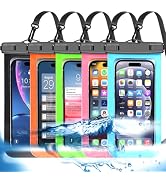 Famoby 5 Pack Multicolor Waterproof Phone Pouch, Cell Phone Case Dry Bag,Protection Level: IP68,B...