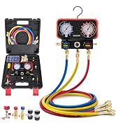 Rogvoc HVAC Manifold Gauge Set for R22/R410a/R134a Refrigerant, 3 Way AC Refrigerant Gauges Set w...