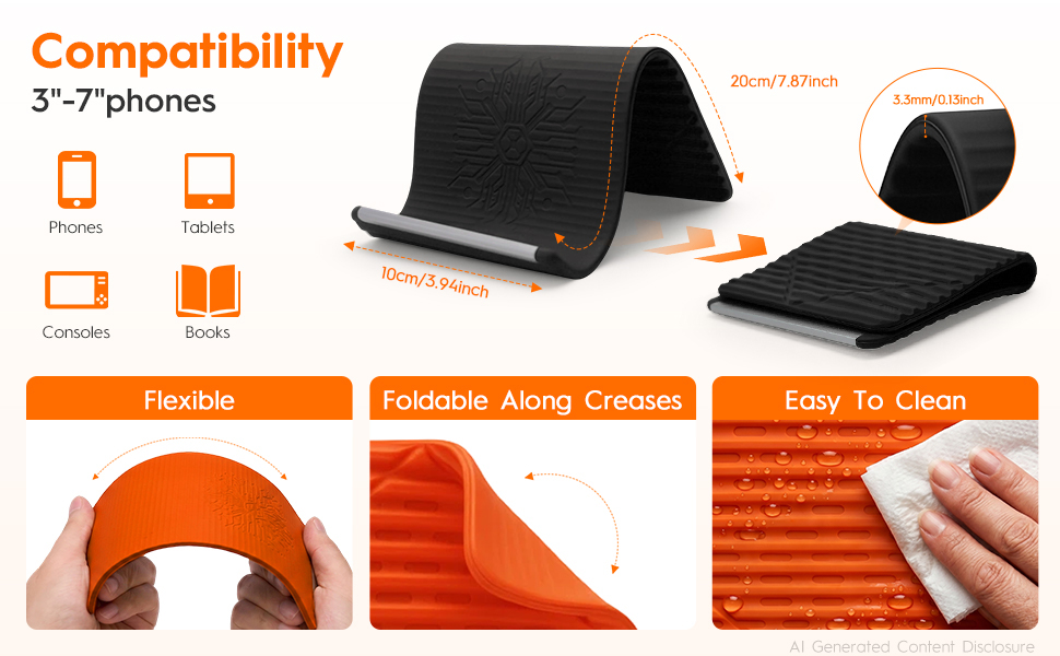 orange black phone holder stand