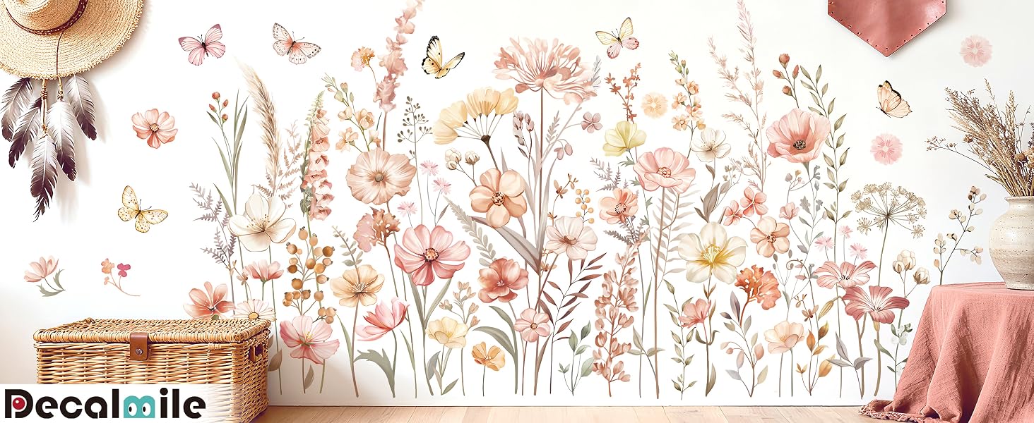 DM2330 boho flower wall decals peel and stick