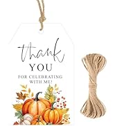 G2PLUS Fall Gift Tags, 50PCS Fall Thank You Tags, Pumpkin Maple Leaf Gift Tag with String for Tha...