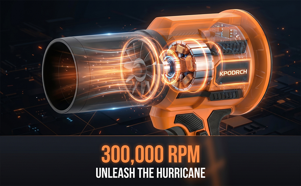 Electric Cordless Leaf Blower, 300,000 RPM Handheld Leaf Blower