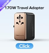 MOMAX Universal Travel Adapter, 170W GaN International Power Adapter, 2 USB-C 2 USB-A, Worldwide ...