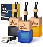 Pack of 3 Car Air Freshener Bundle for Men | Greed, Solvere, Bullion Diffuser Oils with Vent Clip...