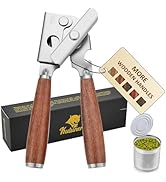 Upgraded Efficient Manual Can Opener - Selected Solid Wood Handle, Sharp and Smooth Blade Edge, P...