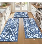 LOKHOM Boho Kitchen Rugs Sets of 3, Non Slip High-Low Textured Kitchen Mats for Floor with Rubber...