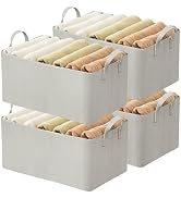 AARAINBOW 4 Pcs Closet Clothes Organizer with Handle, Fabric Storage Box with Steel Frame Stackab...